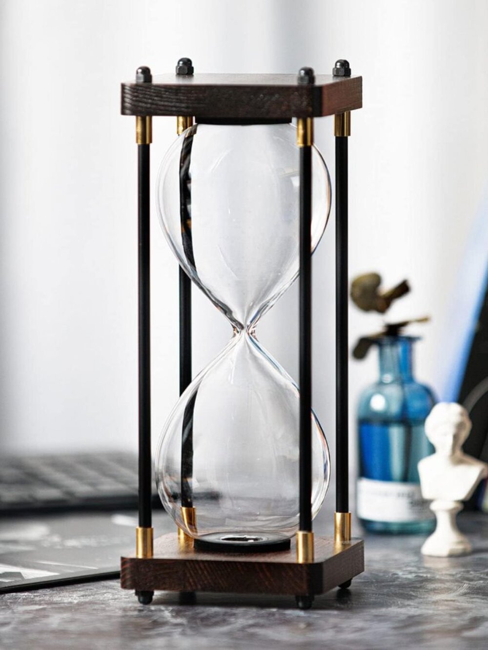 Fillable Hourglass Timer, Metal Wooden Decorative Sand Timer